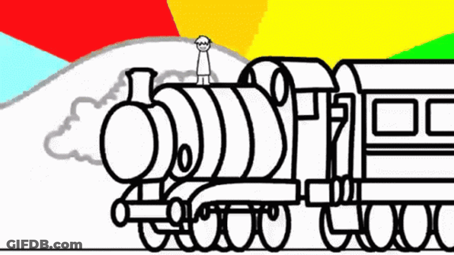I Like Trains Rainbow Sky GIF