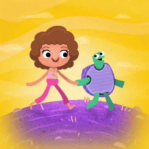 I Like Turtles Walking With Girl GIF