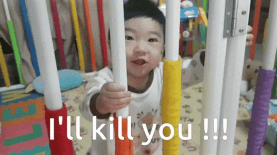I'll Kill You Caged Asian Baby Meme GIF
