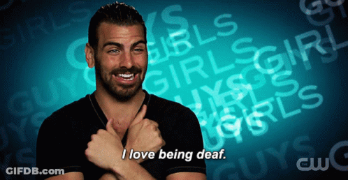 I Love Being Deaf Man Girls And Guys Blue Background GIF