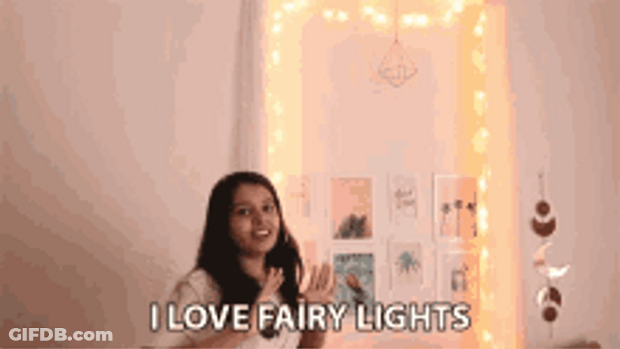 I Love Fairy Lights Wall Design GIF