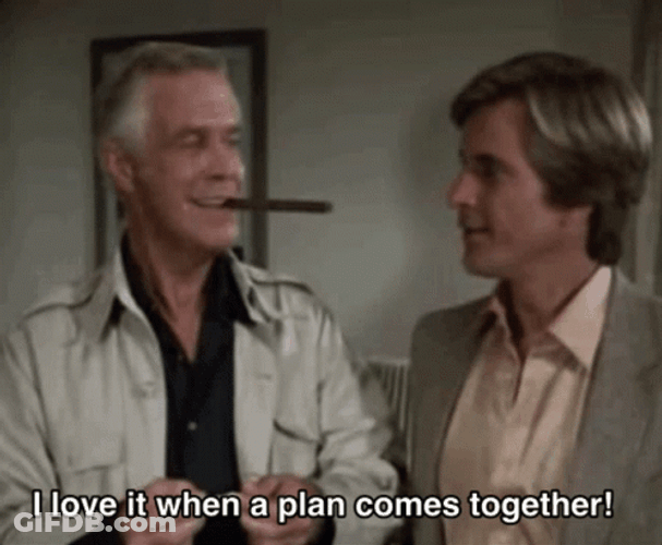 I Love It When A Plan Comes Together George Peppard GIF