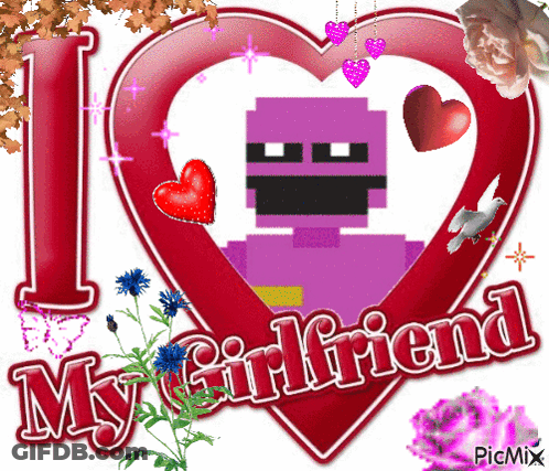I Love My Girlfriend Is Written In A Heart Surrounded By Hearts And Flowers GIF