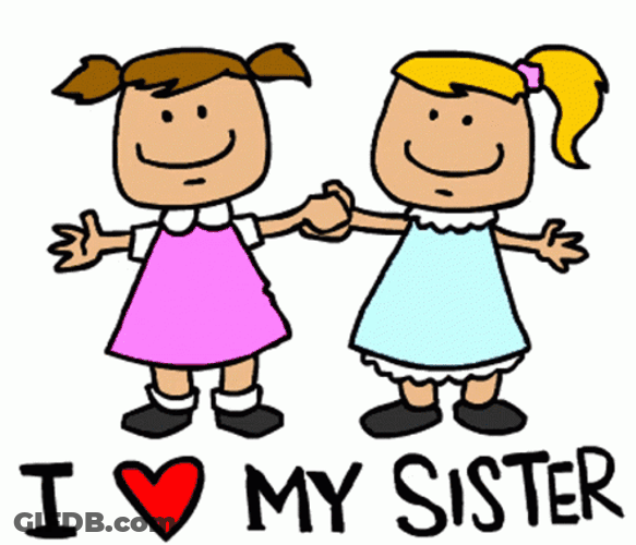 I Love My Sister Heart Drawing GIF