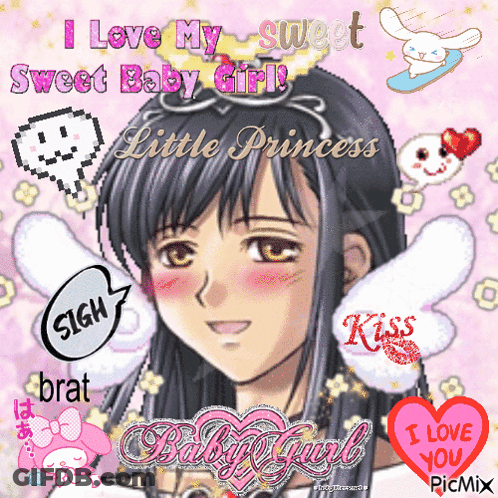I Love My Sweet Baby Girl Little Princess GIF