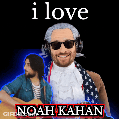 I Love Noah Kahan Poster Man In Wig And Sunglasses GIF