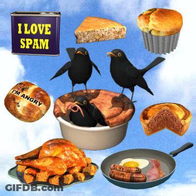 I Love Spam Can Surrounded By Food Items GIF
