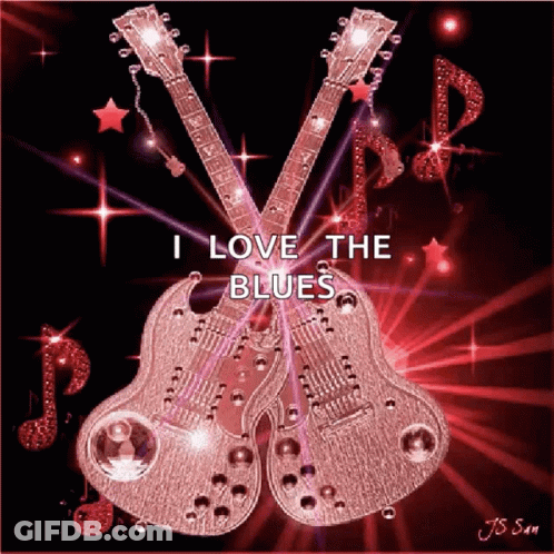 I Love The Blues Poster With Two Guitars GIF