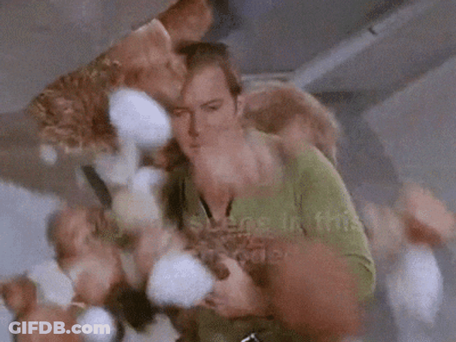 I Love This Mess When Tribbles Pour On Kirk GIF