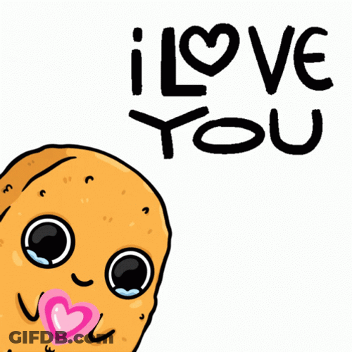 I Love U Cute Chicken Nugget Cartoon GIF