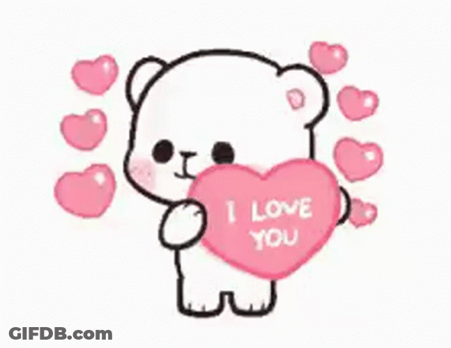 I Love U Cute Heart Milk Bear Cartoon GIF