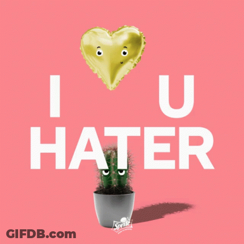 I Love U Hater Poster With Heart Balloon GIF