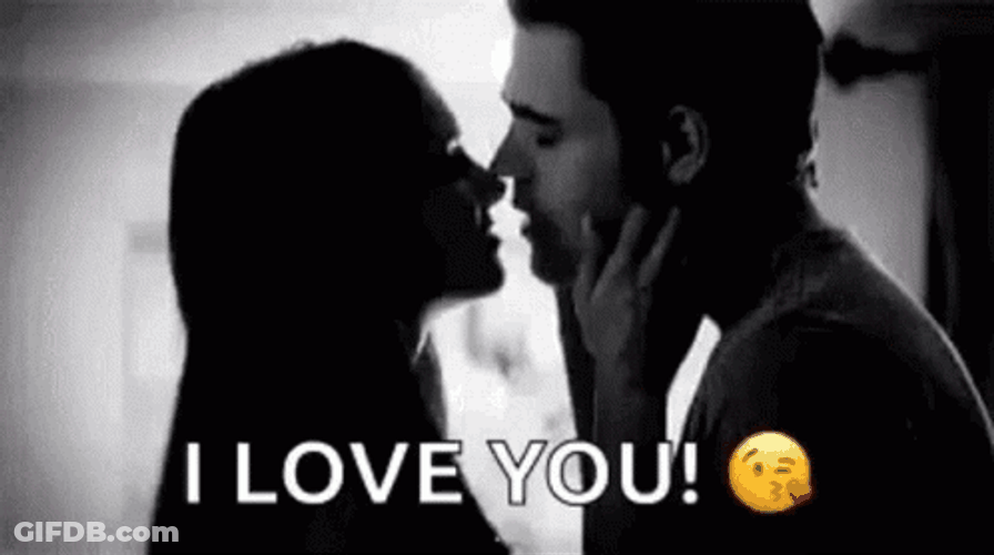 I Love U Kissing Couple GIF