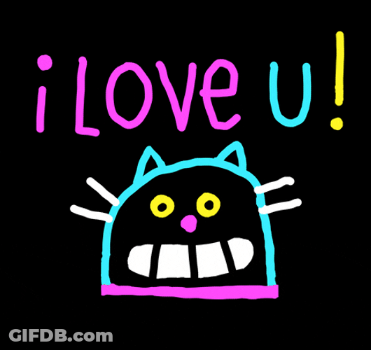 I Love U Neon Cat GIF