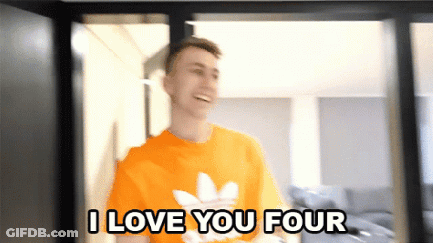 I Love You 4 Man In Orange Tee GIF