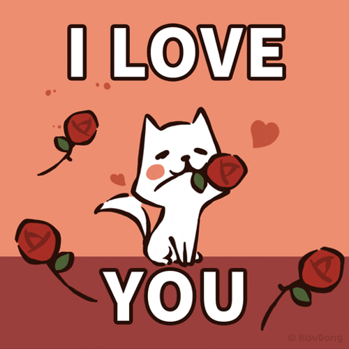 I Love You Cat Roses GIF