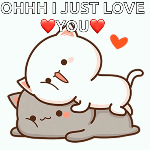 I Love You Cute Cats Cuddle Together GIF