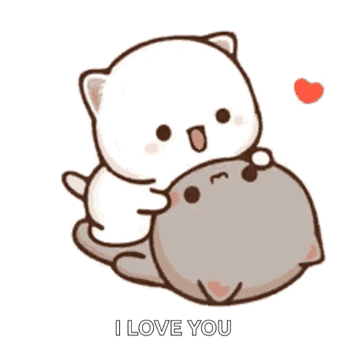 I Love You Cute Cats Kissing Lips GIF