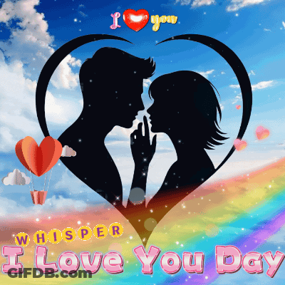 I Love You Day Card With Silhouette Of Man And Woman GIF