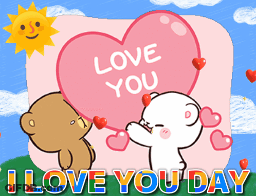 I Love You Day Card With Two Bears GIF