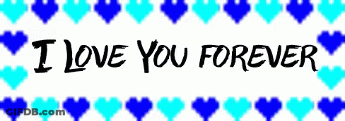 I Love You Forever Banner With Blue Hearts GIF