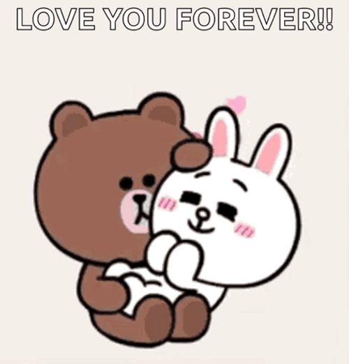 I Love You Forever Cute Bear And Rabbit GIF