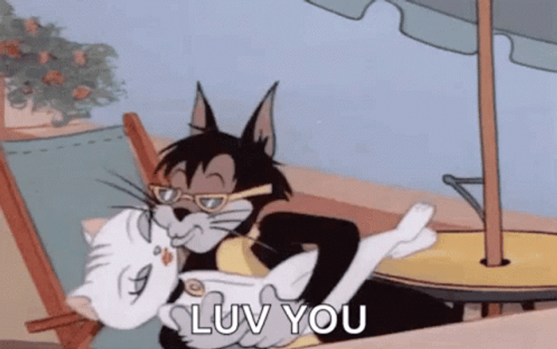 I Love You Funny Butch Cat Kissing Toodles GIF