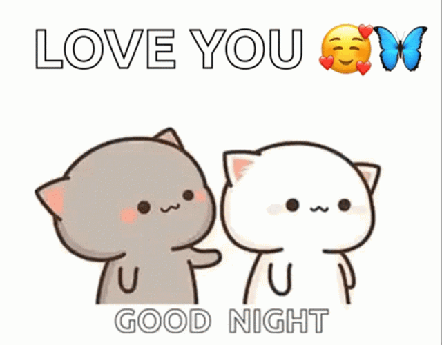 I Love You Good Night Kissing Cats GIF