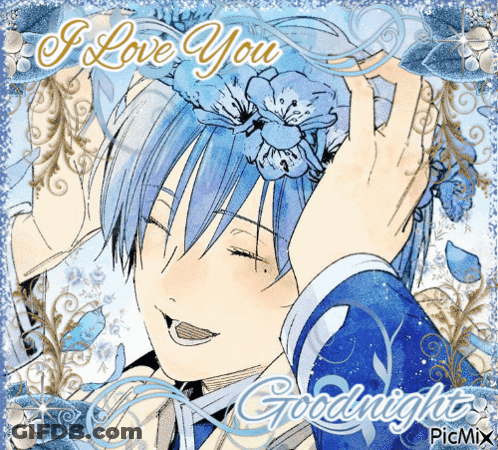 I Love You Goodnight Greeting Card Boy With Blue Hair GIF