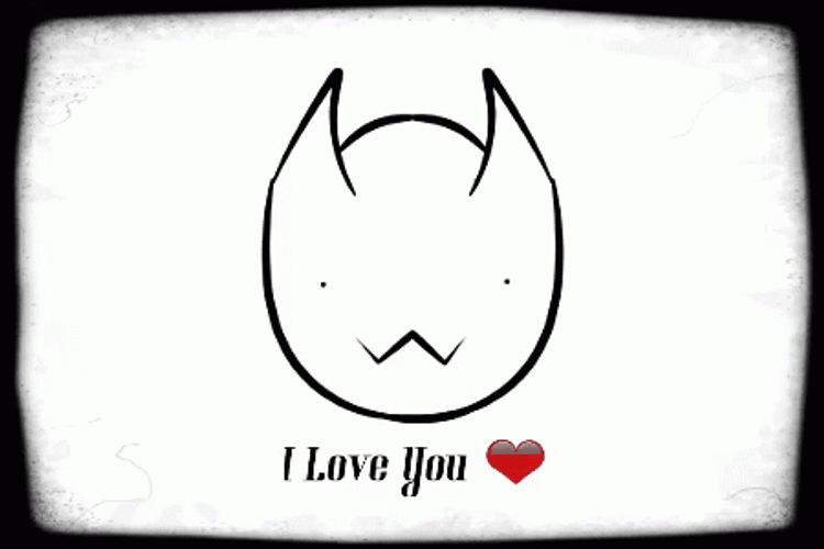 I Love You Heart Cute Cat Simple Doodle GIF