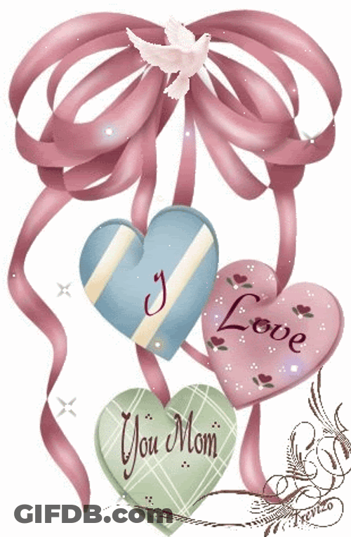 I Love You Mom Cute Heart Ribbons GIF