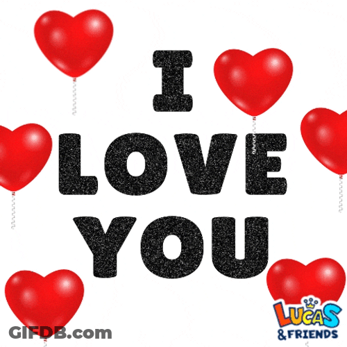 I Love You Most Balloon Hearts GIF