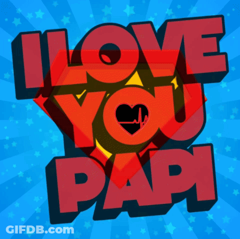 I Love You Papi Red On Blue Background GIF
