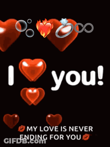 I Love You Poster With Hearts And Diamond Ring GIF