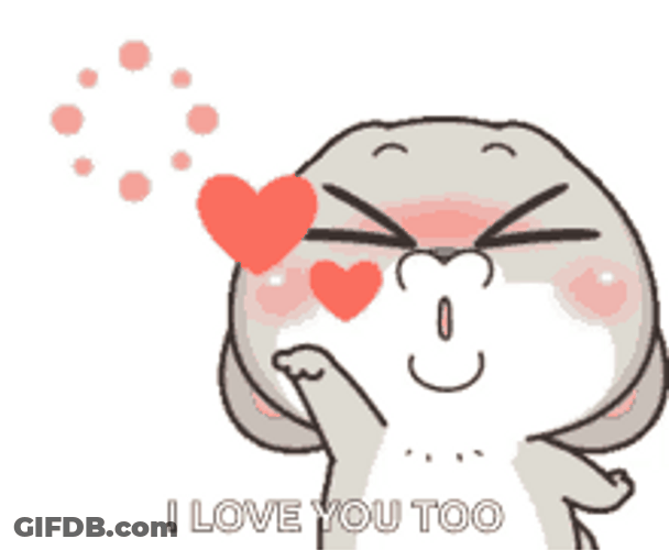 I Love You Too Bunny Cartoon Blow Kisses GIF