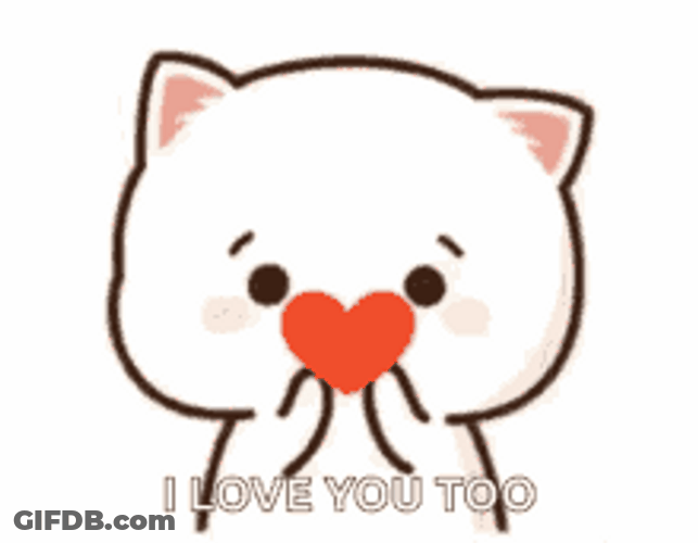 I Love You Too Love Heart Peach Cat GIF