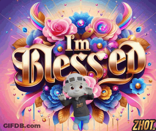 I'm Blessed Poster With Cartoon Character GIF