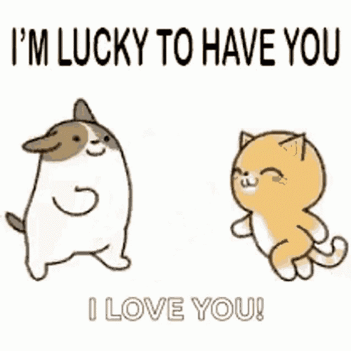 I'm Lucky To Have You Cat Dog Hug GIF