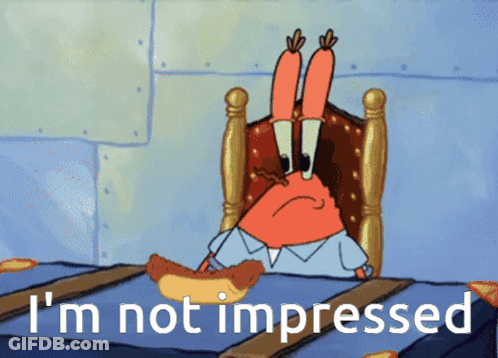 I'm Not Impressed Cartoon Character With Hot Dog GIF