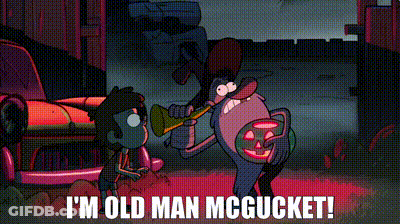 I'm Old Man McGucket Holding Trumpet GIF