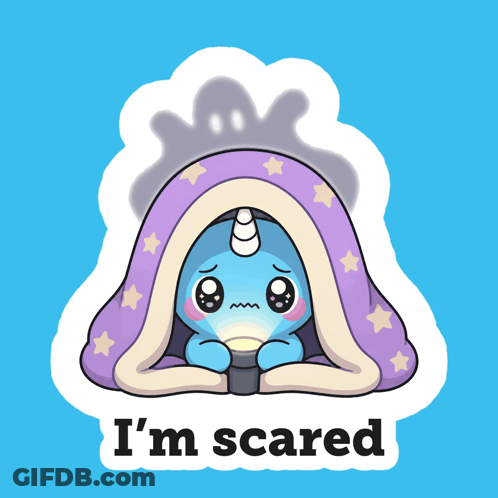 I'm Scared Blue Unicorn GIF
