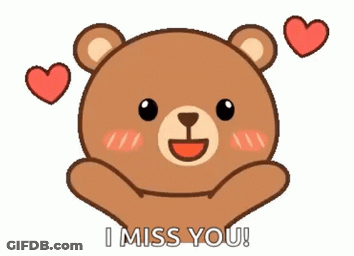 I Miss You Bear Flying Kiss GIF
