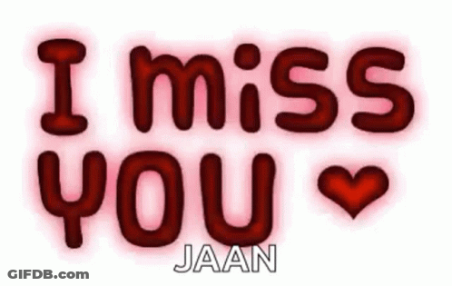 I Miss You Jaan Red Letters With Heart GIF