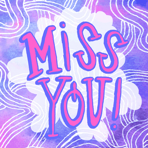 I Miss You Purple Pink Doodle GIF