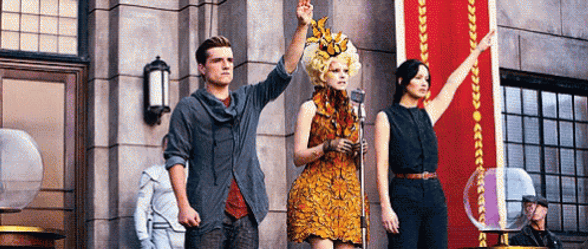 I Volunteer As Tribute Katniss Peeta Three Finger GIF
