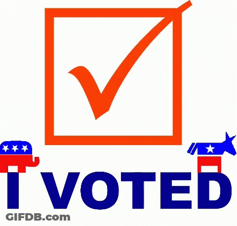I Voted Sign With Orange Check Mark GIF
