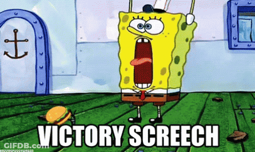 I Win Victory Screech SpongeBob GIF