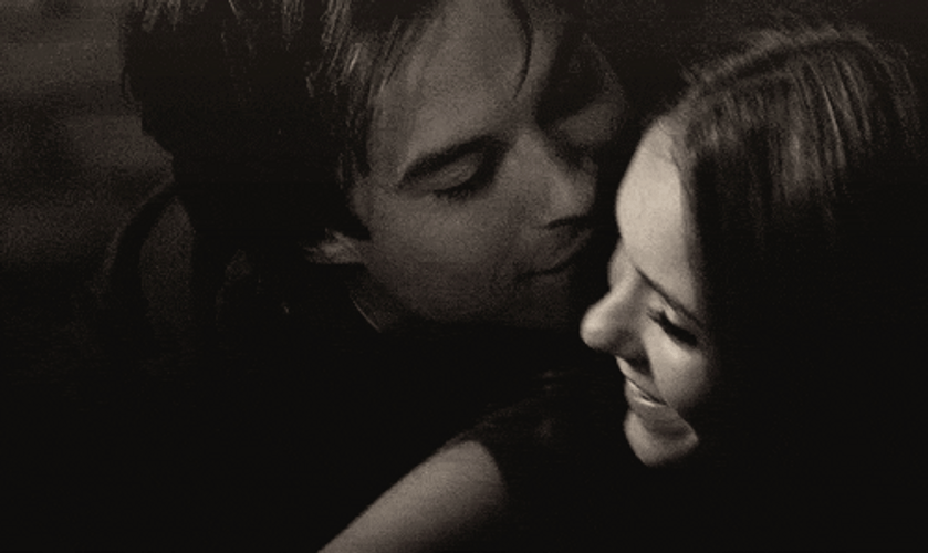 Ian Somerhalder Kissing Nina On Cheek GIF