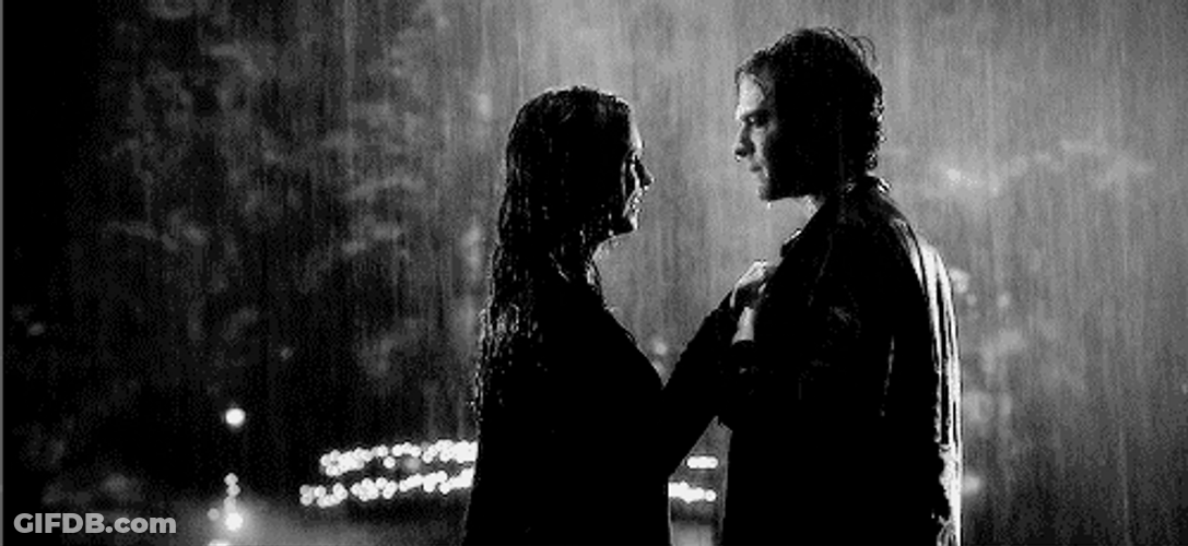 Ian Somerhalder Kissing Nina Under Rain GIF