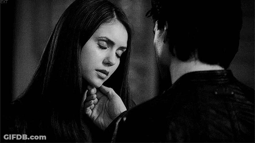 Ian Somerhalder Looking At Nina's Face GIF